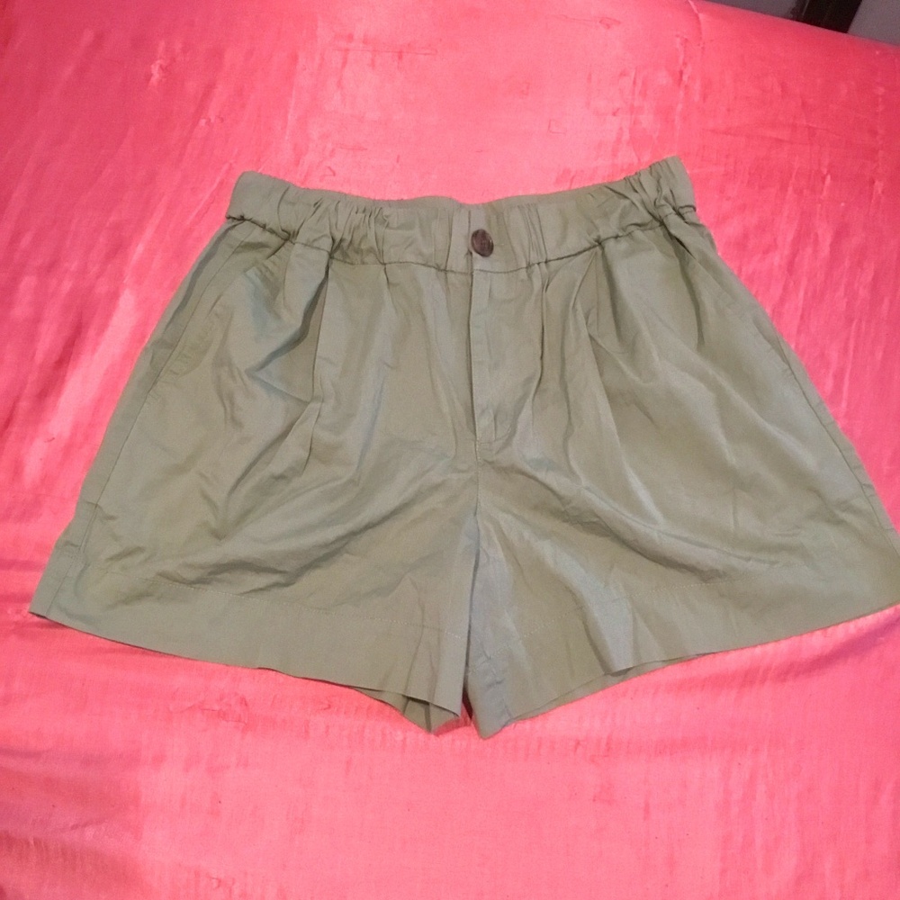 A New Day Shorts Womens Small Green Pleated XS
